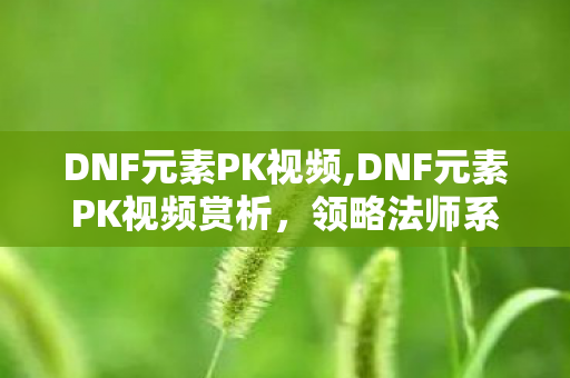 DNF元素PK视频,DNF元素PK视频赏析，领略法师系职业的拉扯美学