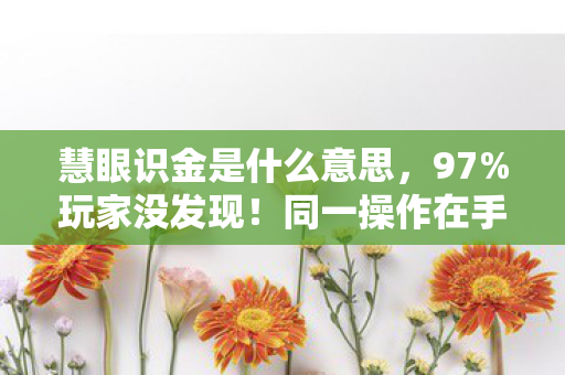 慧眼识金是什么意思,97%玩家没发现!同一操作在手游/端游/主机竟差出300%体验值 慧眼识金是什么意思,97%玩家没发现!同一操作在手游/端游/主机竟差出300%体验值