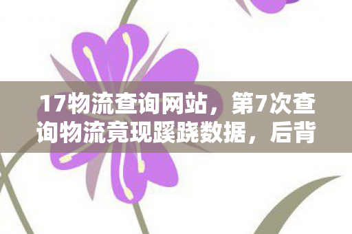 17物流查询网站,第7次查询物流竟现蹊跷数据,后背发凉,我竟被游戏玩了这么多年? 17物流查询网站,第7次查询物流竟现蹊跷数据,后背发凉,我竟被游戏玩了这么多年?