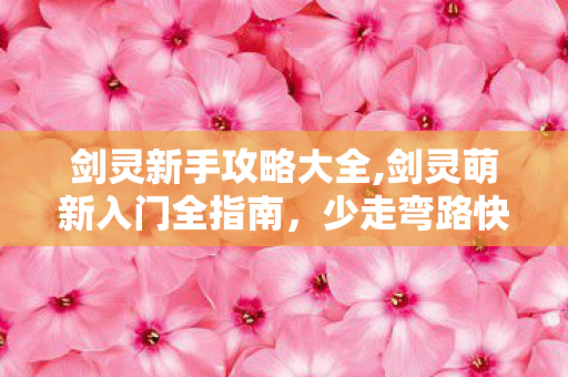 剑灵新手攻略大全,剑灵萌新入门全指南，少走弯路快速上手的实用攻略