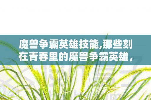 魔兽争霸英雄技能,那些刻在青春里的魔兽争霸英雄,是我们永远的战场信仰 魔兽争霸英雄技能,那些刻在青春里的魔兽争霸英雄,是我们永远的战场信仰