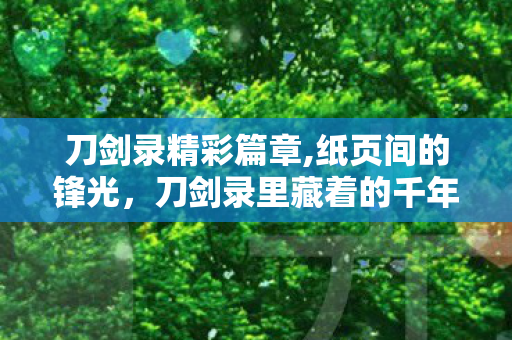 刀剑录精彩篇章,纸页间的锋光，刀剑录里藏着的千年江湖气