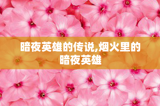 暗夜英雄的传说,烟火里的暗夜英雄 暗夜英雄的传说,烟火里的暗夜英雄