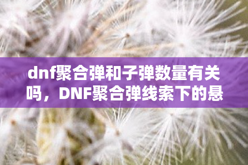 dnf聚合弹和子弹数量有关吗,DNF聚合弹线索下的悬案,当杀戮成为毛骨悚然的自白书 dnf聚合弹和子弹数量有关吗,DNF聚合弹线索下的悬案,当杀戮成为毛骨悚然的自白书