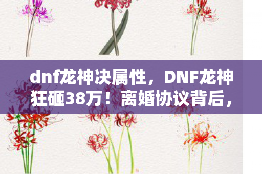 dnf龙神决属性,DNF龙神狂砸38万!离婚协议背后,我的疯狂充值史吓你一跳! dnf龙神决属性,DNF龙神狂砸38万!离婚协议背后,我的疯狂充值史吓你一跳!