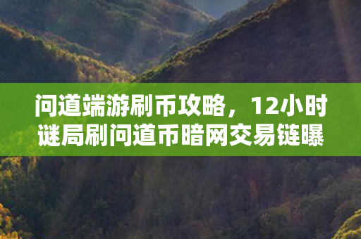 问道端游刷币攻略,12小时谜局刷问道币暗网交易链曝光,百万玩家泪目,我们究竟在为何而战? 问道端游刷币攻略,12小时谜局刷问道币暗网交易链曝光,百万玩家泪目,我们究竟在为何而战?