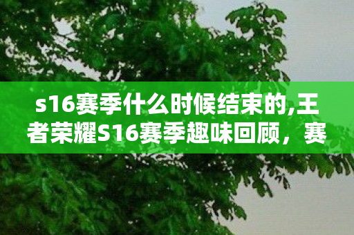 s16赛季什么时候结束的,王者荣耀S16赛季趣味回顾,赛季时间节点与专属玩家记忆 s16赛季什么时候结束的,王者荣耀S16赛季趣味回顾,赛季时间节点与专属玩家记忆