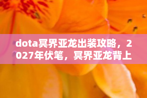 dota冥界亚龙出装攻略,2027年伏笔,冥界亚龙背上的聊天记录,让我鼻子一酸 dota冥界亚龙出装攻略,2027年伏笔,冥界亚龙背上的聊天记录,让我鼻子一酸