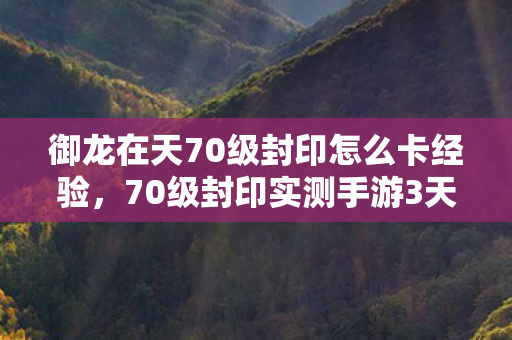 御龙在天70级封印怎么卡经验，70级封印实测手游3天破封VS端游卡3周！90%玩家竟因这点弃坑？