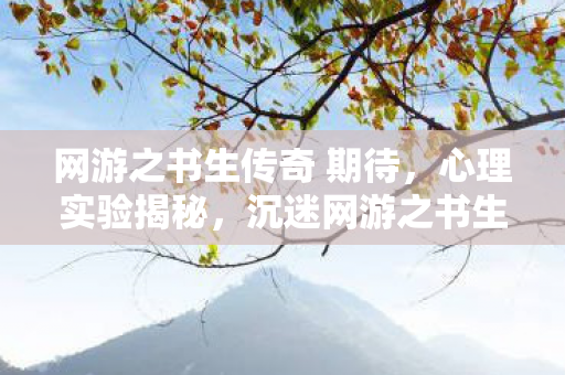 网游之书生传奇 期待,心理实验揭秘,沉迷网游之书生传奇,细思极恐的自我麻醉 网游之书生传奇 期待,心理实验揭秘,沉迷网游之书生传奇,细思极恐的自我麻醉