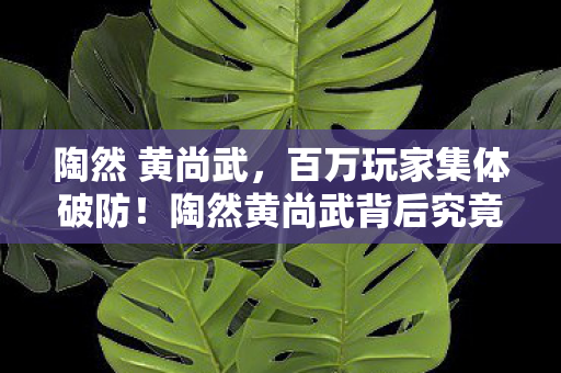 陶然 黄尚武,百万玩家集体破防!陶然黄尚武背后究竟藏着多少未解谜团? 陶然 黄尚武,百万玩家集体破防!陶然黄尚武背后究竟藏着多少未解谜团?