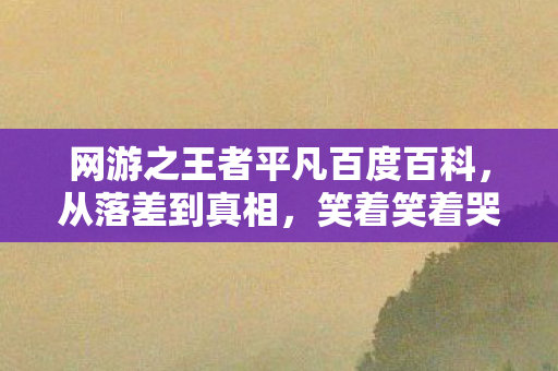 网游之王者平凡百度百科,从落差到真相,笑着笑着哭了,王者平凡里的退坑谎言 网游之王者平凡百度百科,从落差到真相,笑着笑着哭了,王者平凡里的退坑谎言
