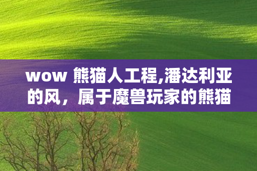 wow 熊猫人工程,潘达利亚的风,属于魔兽玩家的熊猫人旧梦 wow 熊猫人工程,潘达利亚的风,属于魔兽玩家的熊猫人旧梦