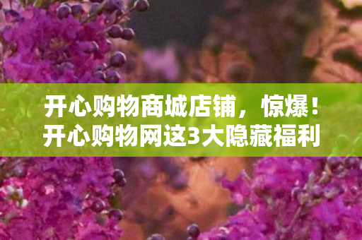 开心购物商城店铺,惊爆!开心购物网这3大隐藏福利,99%的人竟不知?速戳! 开心购物商城店铺,惊爆!开心购物网这3大隐藏福利,99%的人竟不知?速戳!