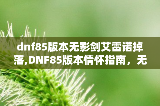 dnf85版本无影剑艾雷诺掉落,DNF85版本情怀指南,无影剑高爆率热门副本盘点 dnf85版本无影剑艾雷诺掉落,DNF85版本情怀指南,无影剑高爆率热门副本盘点