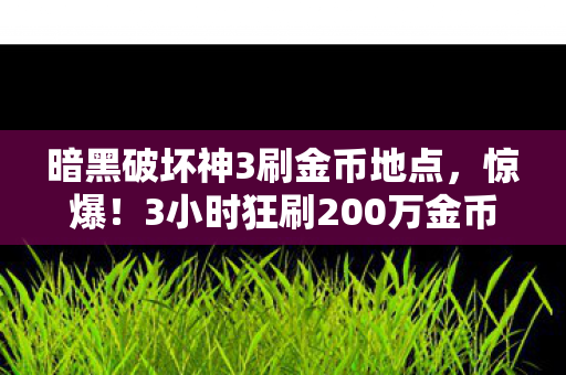 暗黑破坏神3刷金币地点,惊爆!3小时狂刷200万金币,不同平台体验竟差10倍? 暗黑破坏神3刷金币地点,惊爆!3小时狂刷200万金币,不同平台体验竟差10倍?