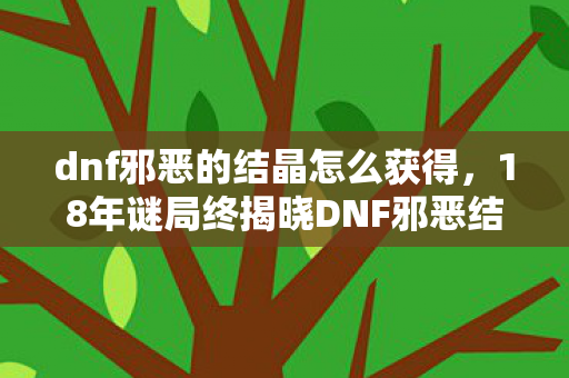 dnf邪恶的结晶怎么获得,18年谜局终揭晓DNF邪恶结晶之谜,跨越时光的泪目追寻 dnf邪恶的结晶怎么获得,18年谜局终揭晓DNF邪恶结晶之谜,跨越时光的泪目追寻