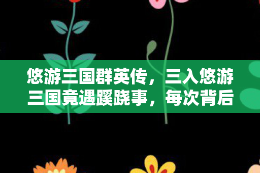 悠游三国群英传,三入悠游三国竟遇蹊跷事,每次背后都发凉! 悠游三国群英传,三入悠游三国竟遇蹊跷事,每次背后都发凉!