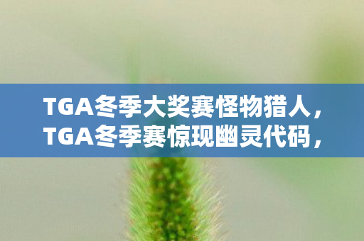 TGA冬季大奖赛怪物猎人,TGA冬季赛惊现幽灵代码,选手离奇消失,毛骨悚然悬案竟藏在你指尖 TGA冬季大奖赛怪物猎人,TGA冬季赛惊现幽灵代码,选手离奇消失,毛骨悚然悬案竟藏在你指尖