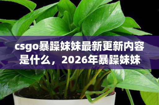 csgo暴躁妹妹最新更新内容是什么,2026年暴躁妹妹狂怒上线!新版本竟藏惊天反转? csgo暴躁妹妹最新更新内容是什么,2026年暴躁妹妹狂怒上线!新版本竟藏惊天反转?