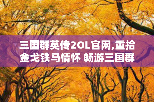 三国群英传2OL官网,重拾金戈铁马情怀 畅游三国群英传2OL的热血乱世 三国群英传2OL官网,重拾金戈铁马情怀 畅游三国群英传2OL的热血乱世