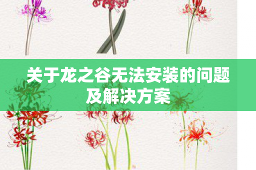 关于龙之谷无法安装的问题及解决方案图片