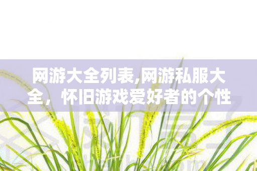网游大全列表,网游私服大全，怀旧游戏爱好者的个性化选服指南