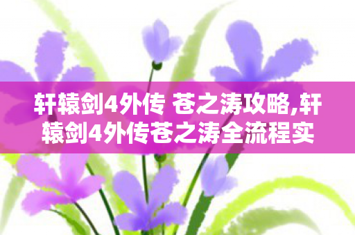 轩辕剑4外传 苍之涛攻略,轩辕剑4外传苍之涛全流程实用指南,解锁千年国风冒险的完整体验 轩辕剑4外传 苍之涛攻略,轩辕剑4外传苍之涛全流程实用指南,解锁千年国风冒险的完整体验