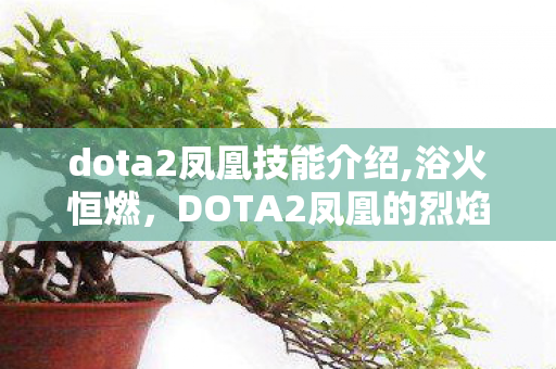 dota2凤凰技能介绍,浴火恒燃，DOTA2凤凰的烈焰战歌与玩家情怀