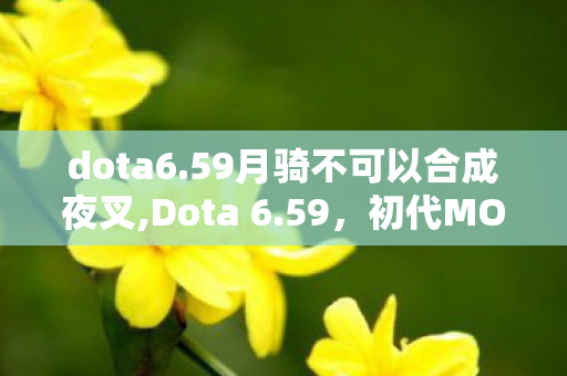 dota6.59月骑不可以合成夜叉,Dota 6.59，初代MOBA玩家藏在回忆里的热血锚点