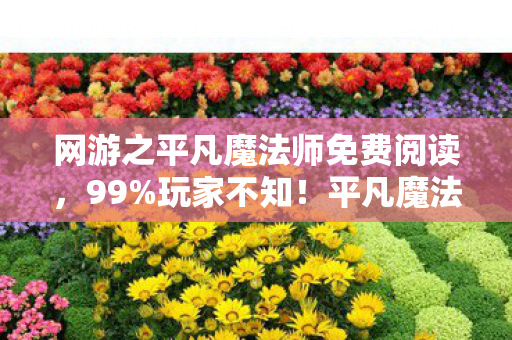 网游之平凡魔法师免费阅读，99%玩家不知！平凡魔法师隐藏暴击率竟暗藏300%伤害玄机