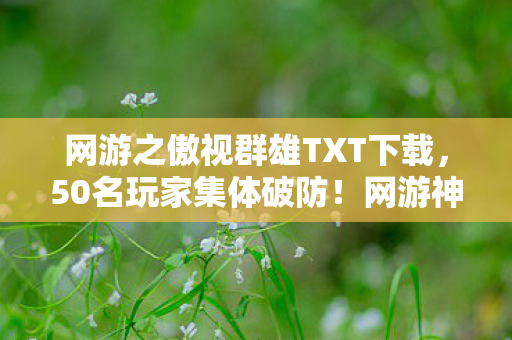网游之傲视群雄TXT下载，50名玩家集体破防！网游神装竟是AI作弊？网吧街访全员绷不住