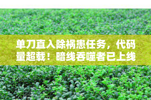 单刀直入除祸患任务,代码量超载!暗线吞噬者已上线,你的神经脉冲正在头皮发麻地叛变 单刀直入除祸患任务,代码量超载!暗线吞噬者已上线,你的神经脉冲正在头皮发麻地叛变