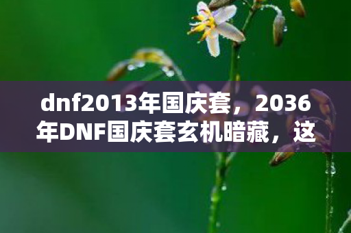 dnf2013年国庆套,2036年DNF国庆套玄机暗藏,这13年,我究竟在虚拟中追寻什么? dnf2013年国庆套,2036年DNF国庆套玄机暗藏,这13年,我究竟在虚拟中追寻什么?