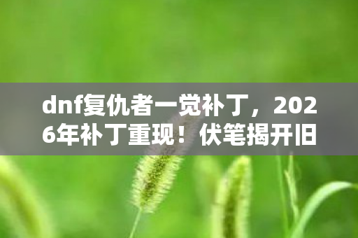 dnf复仇者一觉补丁,2026年补丁重现!伏笔揭开旧情殇,鼻子一酸忆往昔 dnf复仇者一觉补丁,2026年补丁重现!伏笔揭开旧情殇,鼻子一酸忆往昔