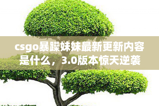 csgo暴躁妹妹最新更新内容是什么,3.0版本惊天逆袭!暴躁妹妹竟让10年老兵重燃战火? csgo暴躁妹妹最新更新内容是什么,3.0版本惊天逆袭!暴躁妹妹竟让10年老兵重燃战火?