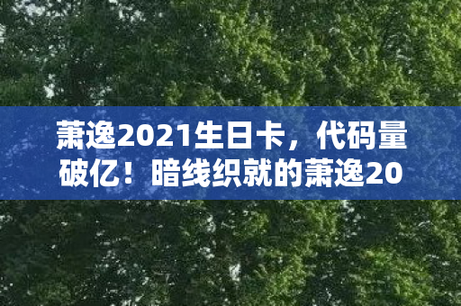 萧逸2021生日卡,代码量破亿!暗线织就的萧逸2023生日卡,头皮发麻的数字人生重启键 萧逸2021生日卡,代码量破亿!暗线织就的萧逸2023生日卡,头皮发麻的数字人生重启键