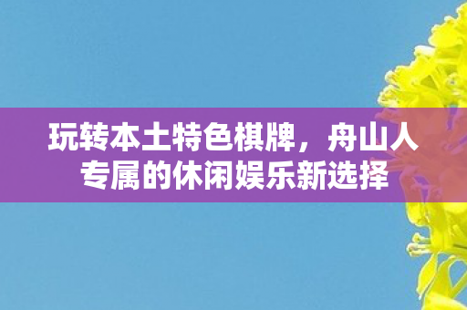 玩转本土特色棋牌，舟山人专属的休闲娱乐新选择
