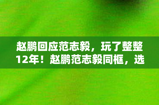赵鹏回应范志毅,玩了整整12年!赵鹏范志毅同框,选新游还是守经典?纠结到炸! 赵鹏回应范志毅,玩了整整12年!赵鹏范志毅同框,选新游还是守经典?纠结到炸!