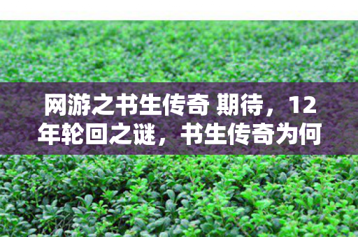 网游之书生传奇 期待,12年轮回之谜,书生传奇为何让百万玩家泪目? 网游之书生传奇 期待,12年轮回之谜,书生传奇为何让百万玩家泪目?