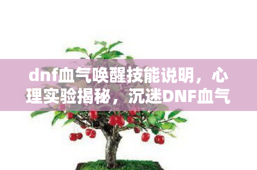 dnf血气唤醒技能说明,心理实验揭秘,沉迷DNF血气唤醒,细思极恐的自我囚禁 dnf血气唤醒技能说明,心理实验揭秘,沉迷DNF血气唤醒,细思极恐的自我囚禁