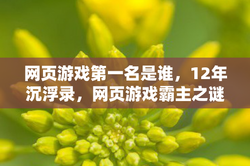 网页游戏第一名是谁,12年沉浮录,网页游戏霸主之谜,为何让百万玩家泪目? 网页游戏第一名是谁,12年沉浮录,网页游戏霸主之谜,为何让百万玩家泪目?