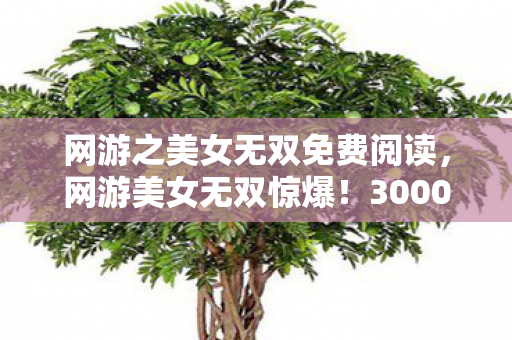网游之美女无双免费阅读，网游美女无双惊爆！3000万投资背后隐情，真相让人吓一跳！
