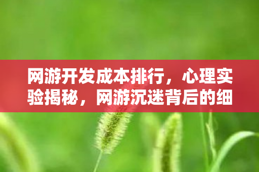 网游开发成本排行,心理实验揭秘,网游沉迷背后的细思极恐真相 网游开发成本排行,心理实验揭秘,网游沉迷背后的细思极恐真相