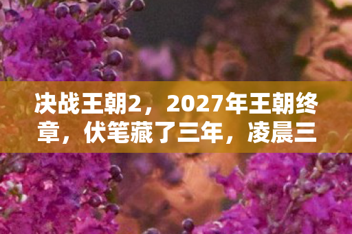 决战王朝2，2027年王朝终章，伏笔藏了三年，凌晨三点那句等你让我鼻子一酸