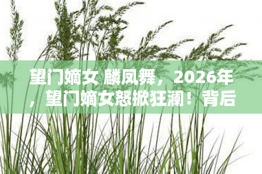 望门嫡女 麟凤舞,2026年,望门嫡女怒掀狂澜!背后竟藏惊天秘辛? 望门嫡女 麟凤舞,2026年,望门嫡女怒掀狂澜!背后竟藏惊天秘辛?