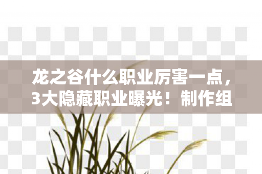 龙之谷什么职业厉害一点，3大隐藏职业曝光！制作组打死不说的强度密码竟藏在这