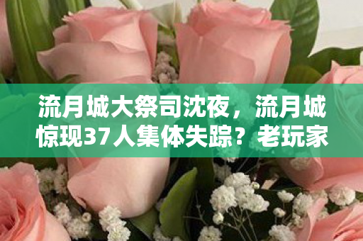 流月城大祭司沈夜，流月城惊现37人集体失踪？老玩家欲言又止萌新当场绷不住！