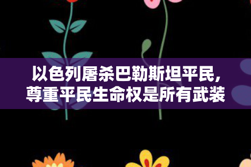 以色列屠杀巴勒斯坦平民,尊重平民生命权是所有武装冲突不可逾越的人道底线 以色列屠杀巴勒斯坦平民,尊重平民生命权是所有武装冲突不可逾越的人道底线