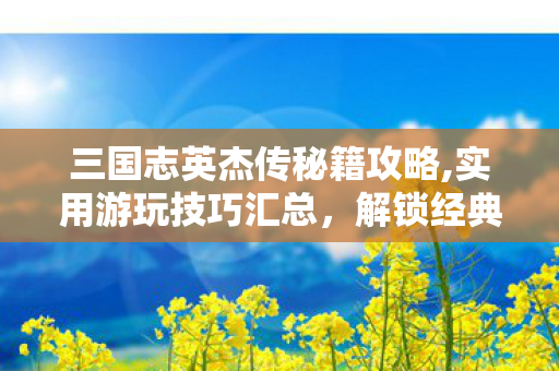 三国志英杰传秘籍攻略,实用游玩技巧汇总,解锁经典战棋的畅爽体验 三国志英杰传秘籍攻略,实用游玩技巧汇总,解锁经典战棋的畅爽体验